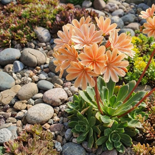 Bloomique - 6er - Set - Lewisia Cotyledon Elise - Lewisie - Reichblühend - Winterhart - Mehrjährig - Höhe 10-20 cm - Topf 9 cm