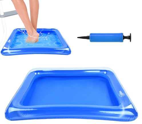 Bain de Pieds Gonflable, Bassin Pédiluve pour Piscine, Pediluve Gonflable, Bassin Pied Piscine, Baignoire à Pieds Portable avec Pompe à Air pour Échelle d'entrée de Piscine, Plage, Camping (D)