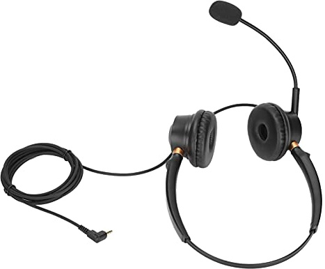 Luqeeg Cuffie Telefoniche H600D 2.5, Cuffie da Ufficio con Cancellazione del Rumore Binaurale, di Comunicazione con Jack da 2,5 Mm, Ideali per Telefono Fisso o Telefono DECT Cordless