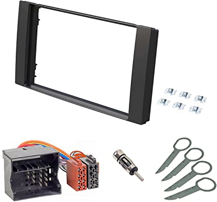 Audio Project Audioproject A161 Radio de Coche Juego de Marcos de Radio Doble DIN Compatible con Ford C MAX S MAX Focus 2 Fiesta Fusion Mondeo Kuga Transit Adaptador de Radio Negro