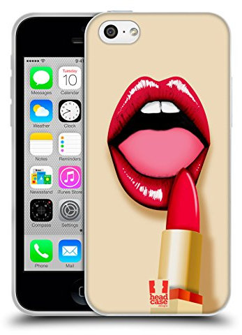Head Case Designs Lipstick These Sexy Lips Soft Gel Case and Matching Wallpaper Compatible With Apple iPhone 5c