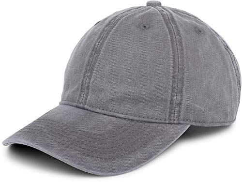 styleBREAKER Unisex Baseball Cap Vintage Look verstellbar 6-Panel Cappy in Washed Optik mit gebogenem Schirm Baumwolle Retro Cap Damen und Herren, Farbe:Grau