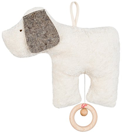 Efie Bio - Spieluhr Hund, kontrolliert biologischer Anbau (organic), Made in Germany, GOTS zertifiziert, nachhaltig, Melodie Brahms (Guten Abend, gute Nacht)
