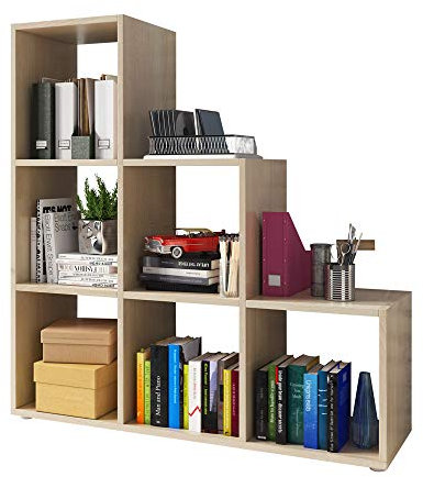 Kassi - Bücherregal/Treppenregal 3X3 Mit 6 Fächern In Sonoma Eiche Matt 105X108Cm