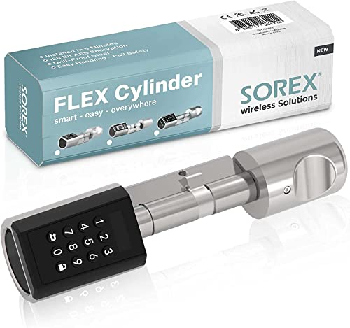 SOREX e-cylinder code – Türschloss Digital mit deutschem Support! Türschloss mit Zahlencode & RFID | Keine Schlüssel nötig | Keyless Smart Lock | Elektronisches Schloss (Zahlencode & RFID Zylinder)