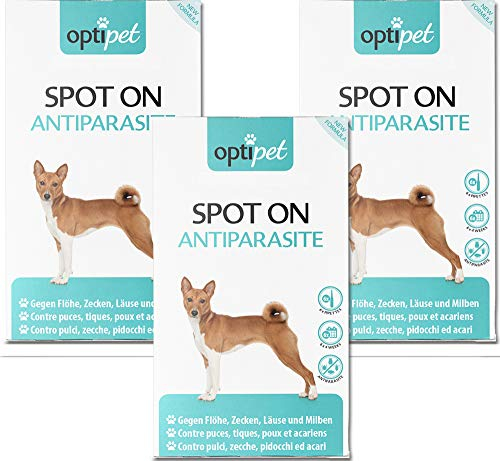 Optipet Spot On für Hunde 18x1,5ml Pipetten, Hochwirksam bis zu 24 Wochen gegen Milben, Flöhen, Zecken, Läusen