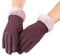 axelens Damen Winter Touchscreen Kunstlederhandschuhe, Super Weich, Warme und Elegant aus Wildleder, Ärmel in ökologischem Weichpelz für Smartphone, Handy Größe S/M - WEIN/BURGUND/VIOLETT
