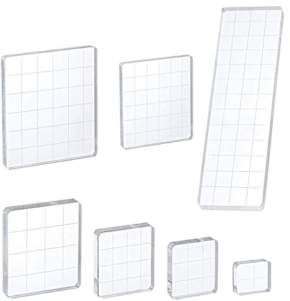 7 Stück Acryl Stempelblock, Acryl Stempelblock Set, Acryl Stempelblock Mit Griff, Acryl Stempelblock Mit Gitterlinien, für Scrapbooking Handwerk Machen, DIY Handwerk Ornamente