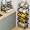 KOLENSA Metal Wire Baskets with Wheels, Stackable Storage Bins Kitchen Organizer Shelf 3-4-5-6 Tier Fruit Vegetable Cart Dishes Seasonal Rack Shelves for Garage, Pantry, Bathroom
