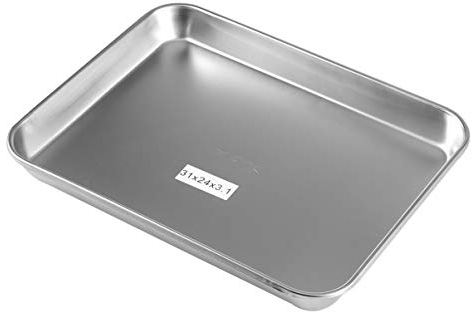 UKCOCO Metal Medical Tray- 31 * 24 * 3. 1cm Stainless Steel Medical Tray/Instrument Tray, Surgical Tray/Laboratory Tray/Dental Tool and Clinical Instrument Trays