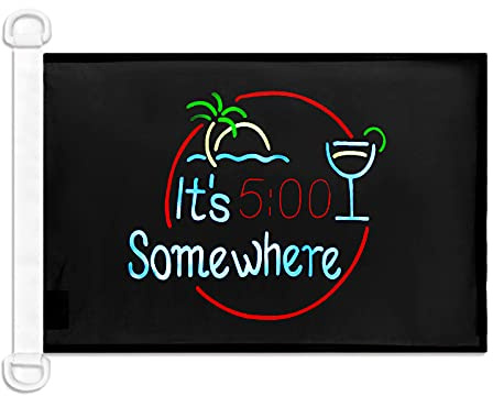 AZ FLAG Bootsflagge It's 5 o'Clock Somewhere Aperitif 45x30 cm | Für außen und Boote Es ist 5 Uhr Irgendwo Bootsflagge wetterfest mit doppelten Nähten und verstärkten Kanten Mesh-Polyester