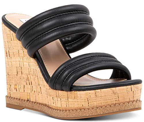 Steve Madden Damen-Sandalen mit Keilabsatz, schwarz, 40 EU