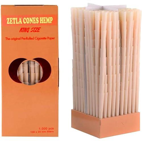 Zetla 1000 Cones King Size Hemp - Vorgedrehte Joint Tubes - Conische Tubes mit Filter (109 x 20 mm) - Joint Cones King Size - Vorgedrehte Papers
