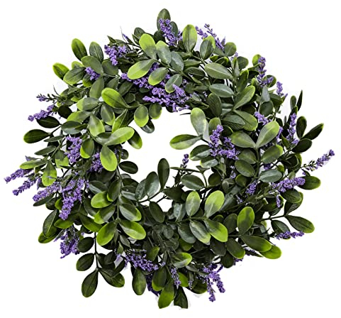 Cisolen Künstlich Lavendel Kranz Künstliche Girlande Dekorativer Wandkranz Plastik Blumenkranz für Drinnen Draußen Hochzeit Party Garten Wanddekoration Deko Haustür Zuhause Hochzeit Decor 30 cm