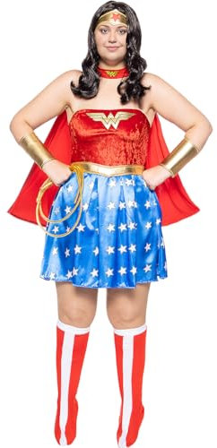 Funidelia | Wonder Woman Kostüm sexy für Damen Superhelden, DC Comics, Justice League - Kostüme für Erwachsene & Verkleidung für Partys, Karneval & Halloween - Größe XXL - Rot