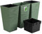 3 macetas con inserto – 26,5 x 26,5 x 50 cm – Macetero inspirado en la naturaleza: agujas de pino, macetero alto, cuadrado, color verde