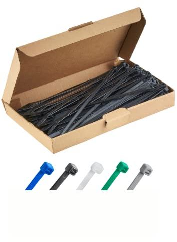 Haus Projekt Black 200x4.8mm Cable Ties Heavy Duty, 100pcs Premium Industrial Multi-Purpose Plastic Zip Tie Wraps, Indoor and Outdoor Use, Cable Management Wires, Office, Zip Ties Black Plastic Ties