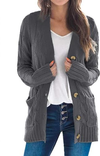 Uusollecy Cardigan Femme, Gilet à Manches Longues avec Poches