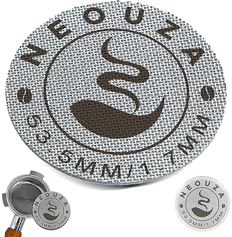 NEOUZA Espresso-Pucksieb, 53,5 mm, wiederverwendbar, 1,7 mm dick, 150 μm, Edelstahl, professioneller Barista-Kaffeefilter, Netzplatte für Espresso-Siebträger Filterkorb