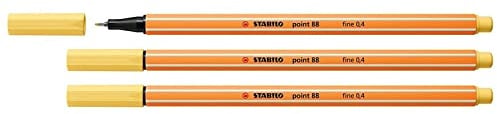 STABILO Pack of 3 Felt-Tip Pens with Fine Point 88, Light Yellowaa
