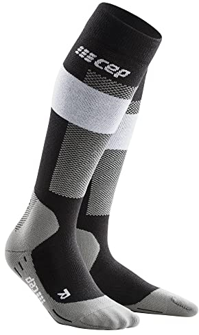 CEP - SKIING MERINO COMPRESSION SOCKS für Damen | Ski Sport Merino Socken mit Kompression und perfektem Fußklima dank Merino Wolle | Grau | Größe III | M