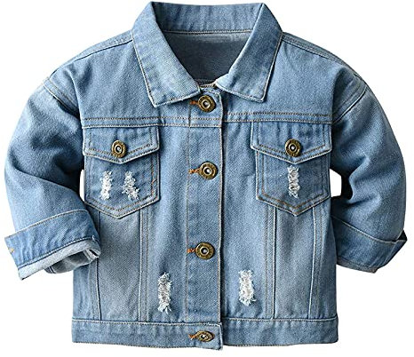 Top Jacket Baby Jeans Button Pocket Kids Coat Jacket Boys Toddler Down Denim Girls Coat&Jacket Jacket with Hood Girls (Blue, 3-4 Years)