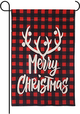 Weihnachtsfahne, 45x30cm Gartenfahne für Weihnachten Vertikal Flagge Frohe Weihnachten für Winterurlaub Weihnachtsgarten Außendekoration