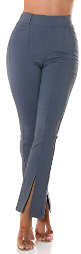 Koucla Business High Waist Schlag Treggings mit Deko Naht und Schlitz S/M