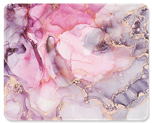 ITNRSIIET Tapis de Souris Gaming Tapis Souris avec Bord Cousu et Base en Caoutchouc Antidérapante, Surface Spéciale Texturée Résistant à Usure, 260 x 210mm Epaisseur 3mm,Marbre Abstrait Rose
