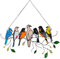 Jetisva Stained Glass Window Hangings Double Sided 7 Multicolor Bird Ornaments Hanger on a Branch Gifts for Bird Lover Metal Suncatcher for Window Home Garden Outdoor Wall Fence Decorations