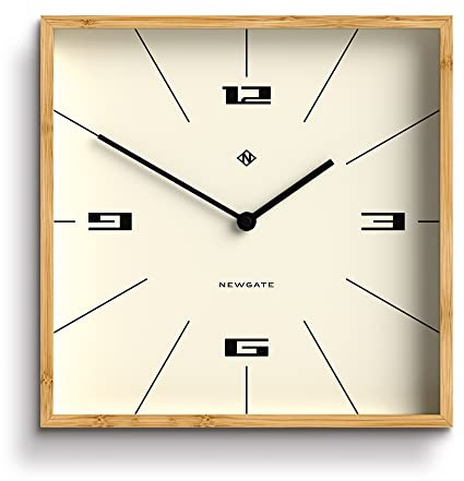 NEWGATE® Fiji Wanduhr | Quadratische skandinavisch inspirierte Bambusuhr | 30cm | Modernes minimalistisches Design für Küche, Wohnzimmer oder Büro