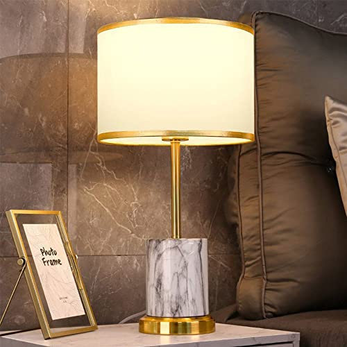 Mengjay Metall Tischlampe Lampenfuß Lampenschirm Nachttischlampe Tischleuchte,Moderne Tischlampe Tischleuchte Schlafzimmerlampe,E27 Nachttischlampe Stoffschirm Schreibtischlampe (Weiß)