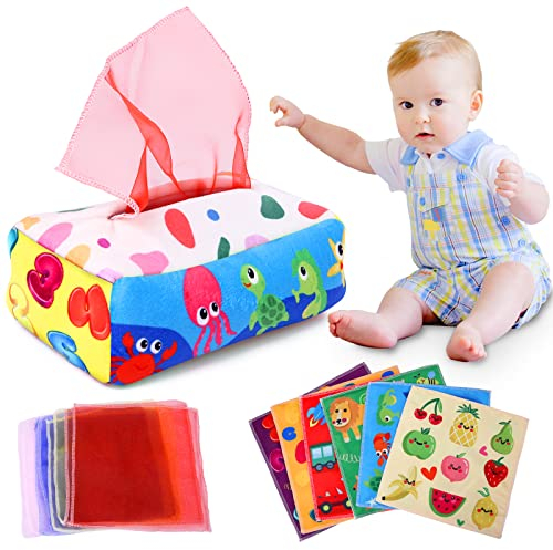YOGINGO Baby Spielzeug 6 Monate - Montessori Spielsachen ab 1 Jahr Hohem Kontrast Tissue Box, Jungen&Mädchen Kinder Lernspielzeug Geschenke