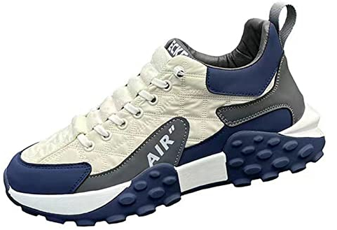 MAOAEAD Herren Trainer Casual Air Cushion Schuhe, Atmungsaktive Leder Tennisschuhe Bequem Weiche Sohle Fitness Sport Laufschuhe (Beige,42)