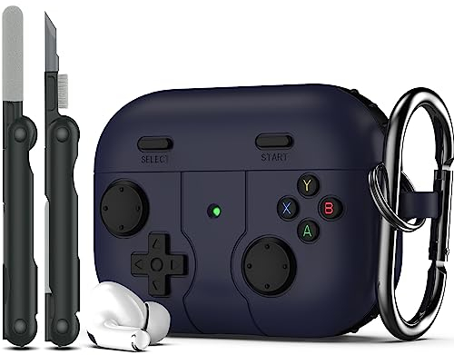 RFUNGUANGO Kompatibel mit AirPods Pro 2 hülle mit Schlüsselanhänger, Spieler-Design für Kinder, Männer und Frauen, weiche Silikonhülle Kompatibel mit AirPods Pro 2/1 (2023/2022/2019) Ladehülle, Lila