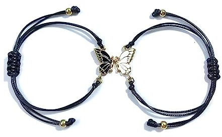 PLABBDPL Bracelet Amitié Meilleure Amie Cadeau Papillon Cordon Fait Main Réglable