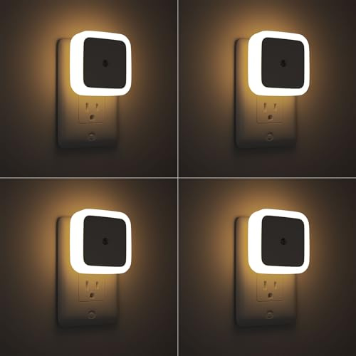 Sujeet Night Light, Night Lights Plug into Wall 4-Pack, Nightlight Plug in Night Lights, Dusk to Dawn Night Lamp Led Night Light for Bedroom, Bathroom, Hallway Warm White