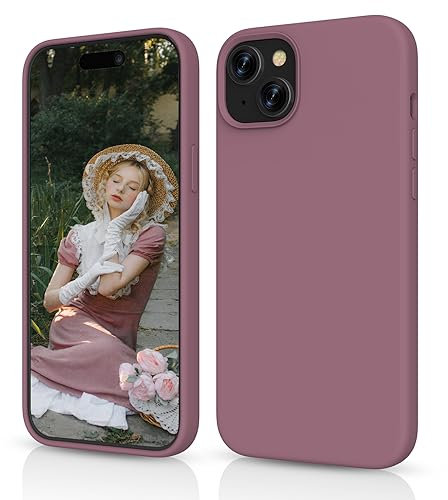 HiiVeet Silicone Case Designed for iPhone 15 Plus Case 6.7 Inch, Soft Ultra Slim Protective Shockproof Liquid Silicone Phone Case Cover with Anti-Scratch Microfiber Lining,Grape Purple