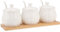 Chase Chic Barattolo per condimenti, Set di barattoli per condimenti in ceramica con coperchio, cucchiai e vassoio in legno, contenitore in ceramica per spezie da 260 ml, ideale per la cucina di casa
