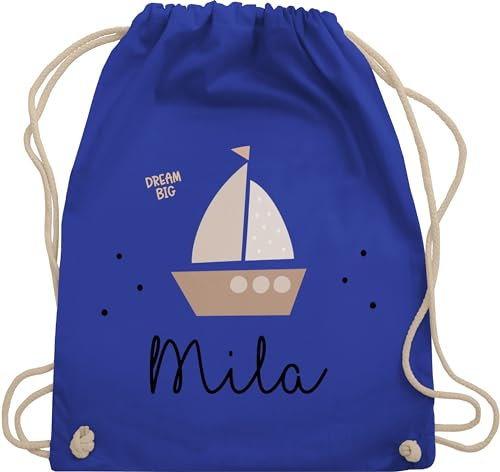 Turnbeutel Rucksack - Süßes Segelboot Boot Segler - Unisize - Royalblau - segler-geschenk bag und name stoff