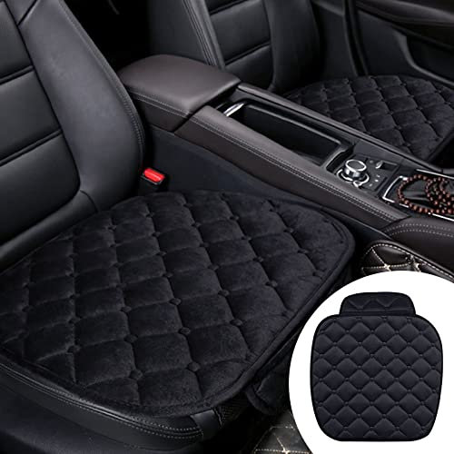Auto Sitzkissen, universelles Autositzkissen, Weiche und warme Autokissen, Winter Autositzkissen, Autositzschutz Sitzunterlage Kratzfest, Bequeme Auto-Kissen für Auto, LKW, SUV, Schwarz, 60x53cm