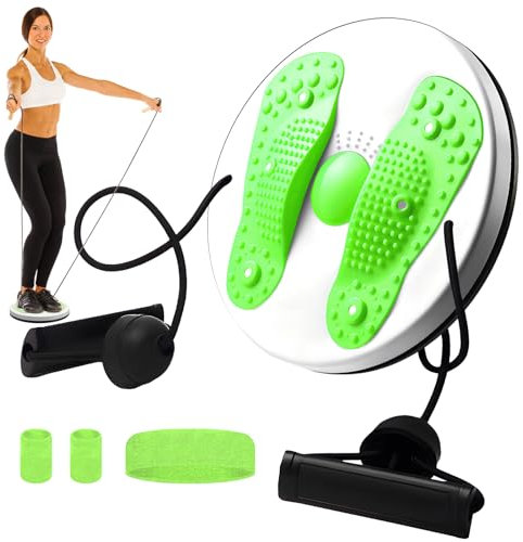 Joycabin Twist Waist Disc, Waist Twister with Drawstring, Multifunctional Magnetic Balance Board Pedal, Abdominal Trainer, Turntable, Aerobic Training for Foot Massage and Waist Exercise, Green
