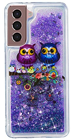 SNCLET Hülle für Samsung Galaxy S24+ Treibsand Flüssig Cover Handyhülle Silikon Glitzer Transparent Schutzhülle Quicksand TPU Bumper Anti-Scratch Liquid Back Cover für Samsung S24+/Plus,Eulen