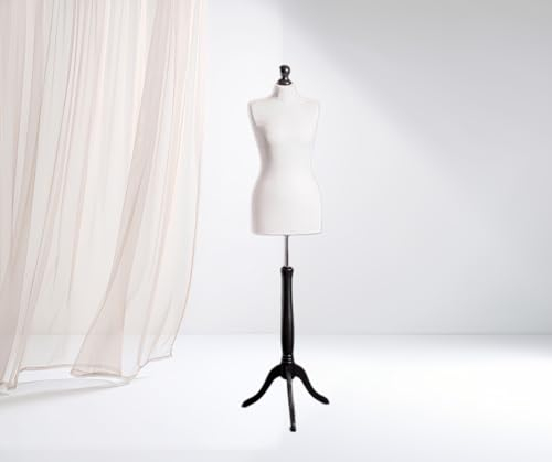 LUSORIA Schneiderpuppe, Schneiderbüste weiblich weiß/schwarzes Holz (S 36)