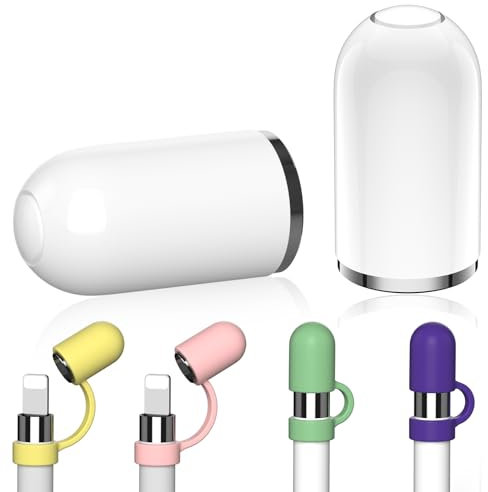 ACAGET Magnetic Replacement Cap for Apple Pencil 1st Generation, Anti-lost for iPencil Cap holder Top Lid End Silicone Protective Cover Accessories for iPad 10th 9 8 Air Mini Pro (2 Cap+4 Cap Holder)