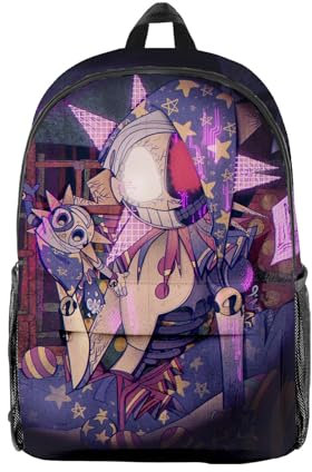 LJFIWY FNAF Rucksack für Kinder, Horrorspiel, Fazbear's Piazzaria, bedruckte Schultasche, Premium-Anime-Büchertasche, Segeltuch, Tagesrucksack für Schüler, Typ 4, 28x20x47cm