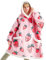 BEDSURE Hoodie Decke mit Ärmeln und Kapuze - Kuscheldecke mit Ärmeln Sherpa Kuschelpullover Damen als Geschenke für Frauen, Erdbeere, 95x83cm