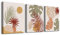 hyidecorart Tableau Boho Botaniques Chic, Tableau Rouge Marron Orange Vert Sauge Feuilles Abstraites Minimalisme Nordique, Plantes Modernes Salon Chambre Salle De Bain Cuisine Bureau
