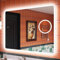 S'bagno Bluetooth-Badezimmer-Spiegel-mit-Beleuchtung 100x70cm, IP44 Badspiegel mit Beleuchtung mit 5X Lupe, Entfogging/ 3 Farbtemperaturen/Dimmen/Vertikal oder Horizontal, Led Badspiegel mit Memory