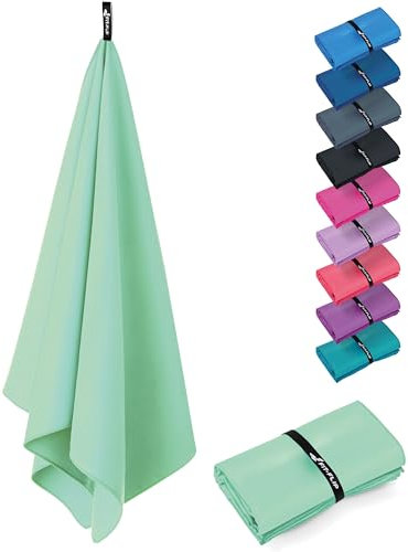 Fit-Flip Serviette Microfibre – compacte, Ultra-légère et Rapidement sèche – Serviette de Bain Microfibre – Serviettes pour Sport Musculation, Piscine, Natation et Plage (1x 60x120cm Menthe)